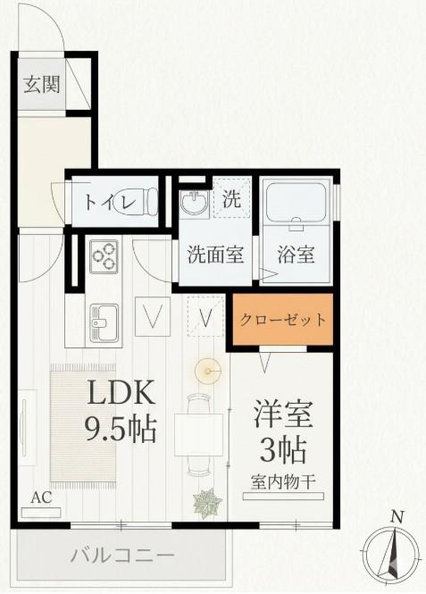 セジュール広島万象園(1LDK/2階)の間取り写真