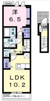 ソフィア御山II(1LDK/2階)の間取り写真