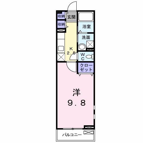 シャロル ワン(1K/2階)の間取り写真