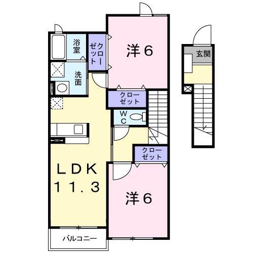 グランツ(2LDK/2階)の間取り写真