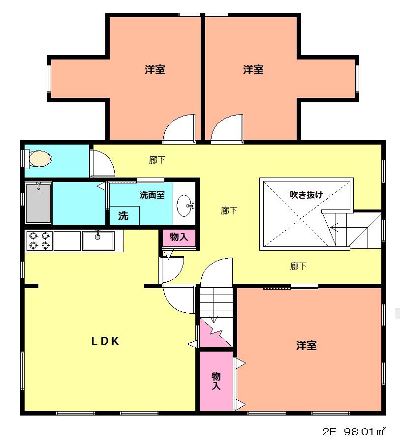 多摩川1丁目戸建(3LDK/2階)の間取り写真
