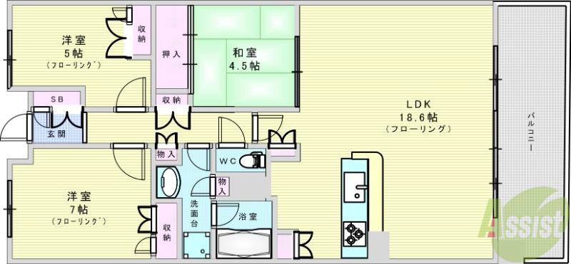 ジオ千里中央フォレストカーサH棟(3LDK/3階)の間取り写真