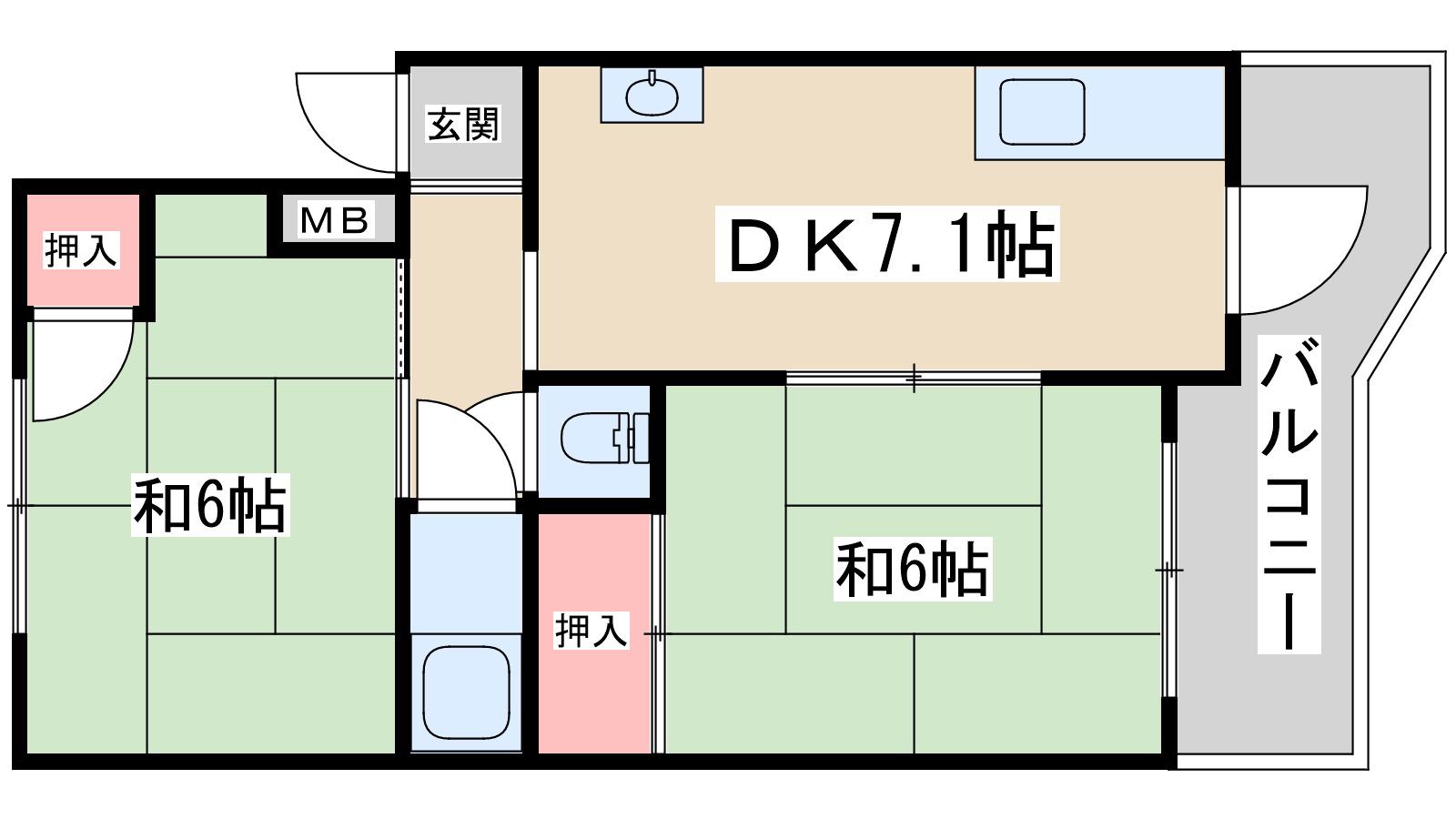 樋口マンション(2DK/5階)の間取り写真