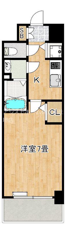 ALIVIS堺浜寺(1K/2階)の間取り写真