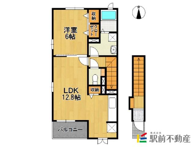 アヴェニューM 壱番館(1LDK/2階)の間取り写真