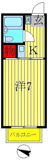 柏ハイツ(1K/2階)の間取り写真
