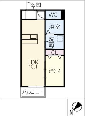 LECOCON 弥富IV(1LDK/1階)の間取り写真