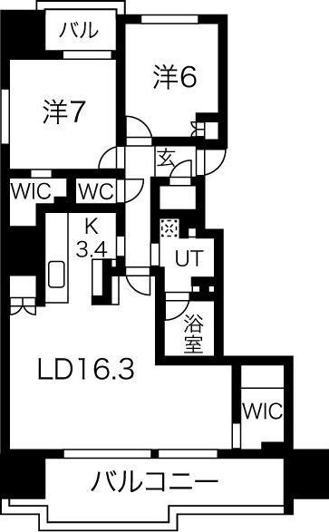 シティハウス円山(3LDK/2階)の間取り写真