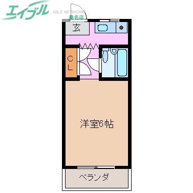 桜マンション(ワンルーム/2階)の間取り写真