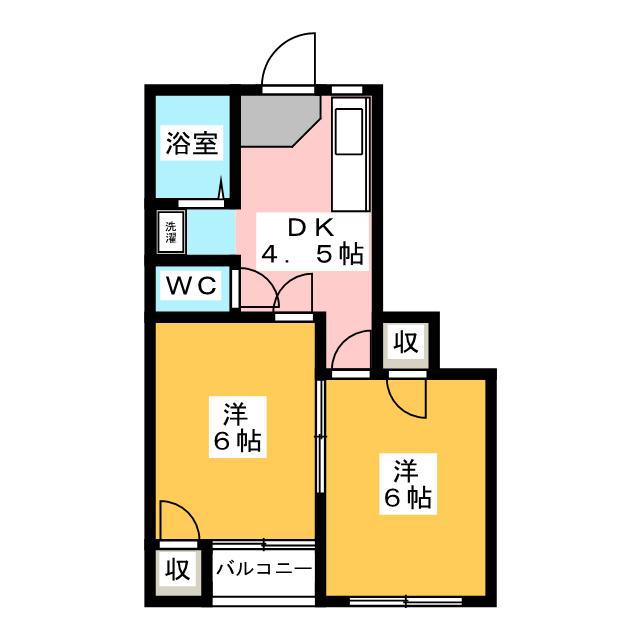 ハイツ戸田(2DK/2階)の間取り写真