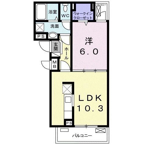クロッシング・ヴィラージュII(1LDK/2階)の間取り写真