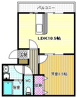 エスポワール(1LDK/2階)の間取り写真