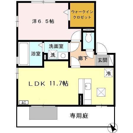 リビングタウン阿倉川M(1LDK/1階)の間取り写真