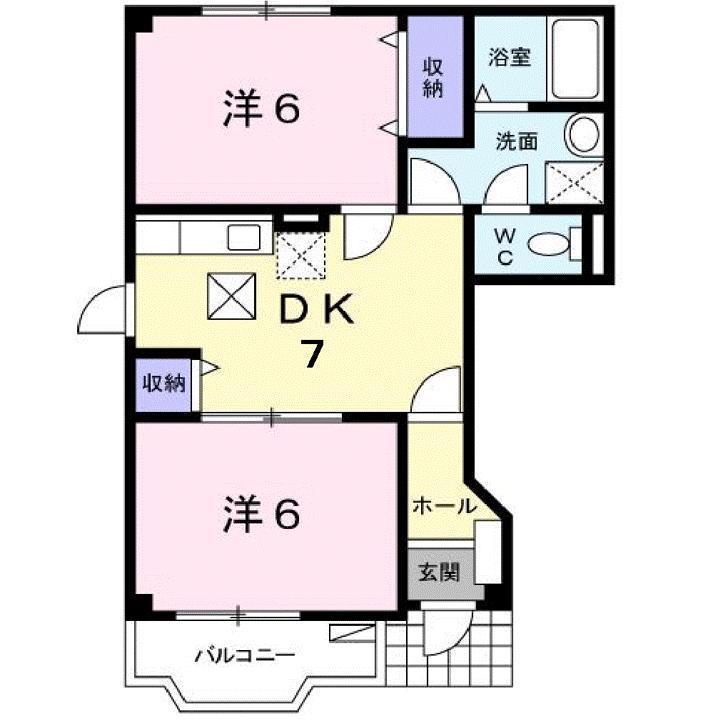 レジダンス同夢B(2DK/1階)の間取り写真
