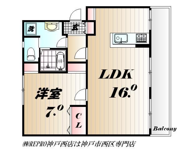 ソレイユ西神戸 犬猫可(1LDK/2階)の間取り写真