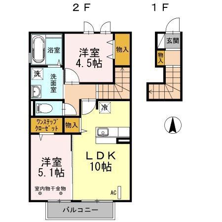 アヴァンセ I(2LDK/2階)の間取り写真