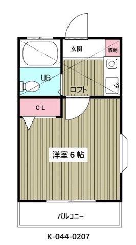 メゾン高橋B棟 (1K/2階)の間取り写真