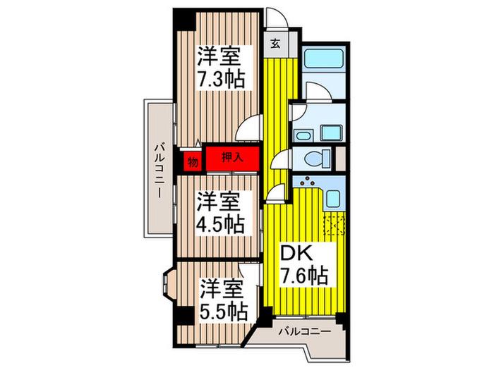 ファーストパレス与野本町(3DK/2階)の間取り写真