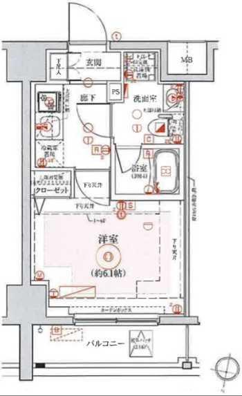 レア横濱アネックス(1K/4階)の間取り写真