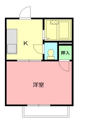 ノースヒル(1K/2階)の間取り写真