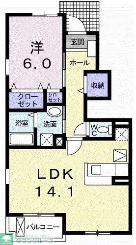 ライスカントリ-B(1LDK/1階)の間取り写真