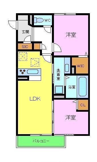 サウス グランツ1号棟(2LDK/2階)の間取り写真