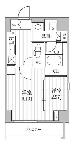 シーズンフラッツ靭本町(2K/5階)の間取り写真