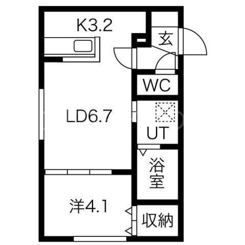 アルーア北大前(1LDK/3階)の間取り写真