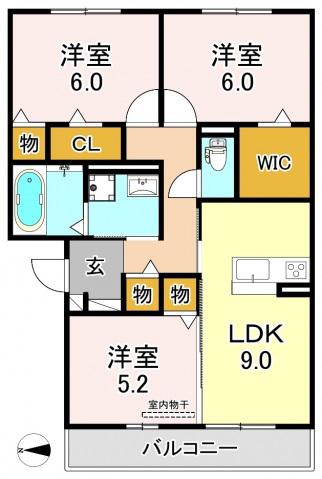 フォルトゥーナ(3LDK/1階)の間取り写真