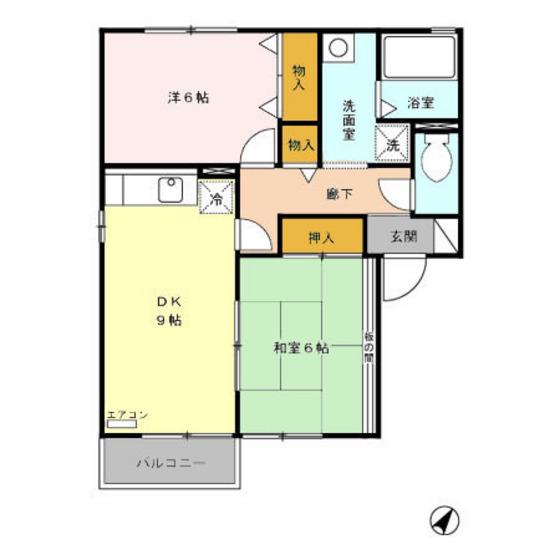 フォンテーヌ太閤山(2DK/1階)の間取り写真