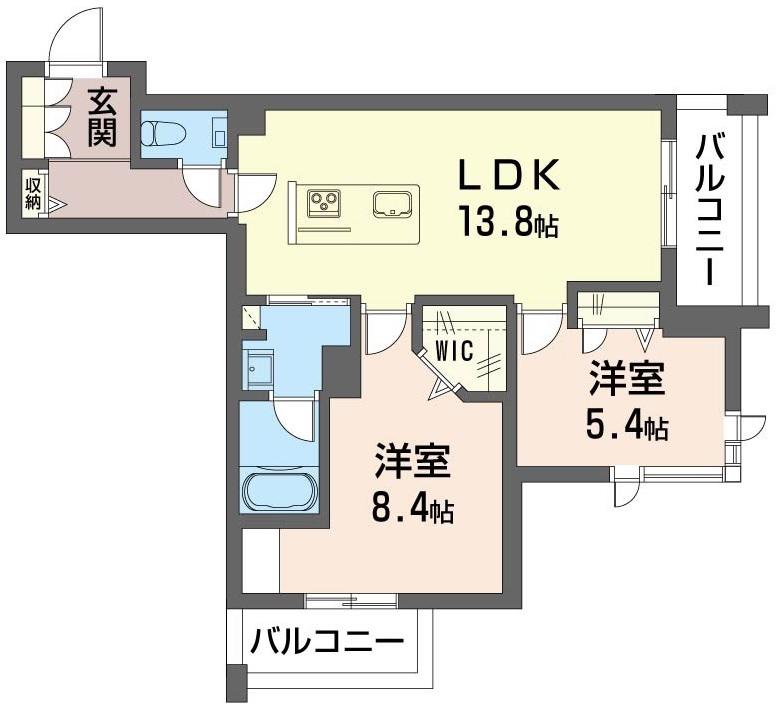 シャーメゾン港南台(2LDK/2階)の間取り写真