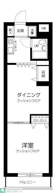 コスモ千駄木(1DK/2階)の間取り写真