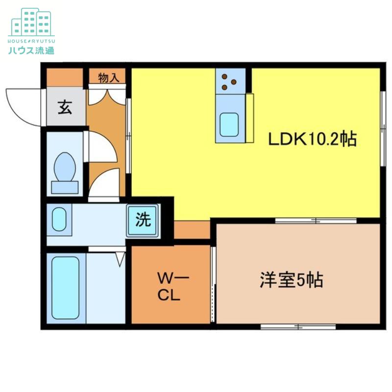 エスペリアスクエア鳥栖(1LDK/2階)の間取り写真