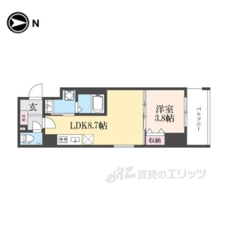 ARCA西京極(1LDK/4階)の間取り写真