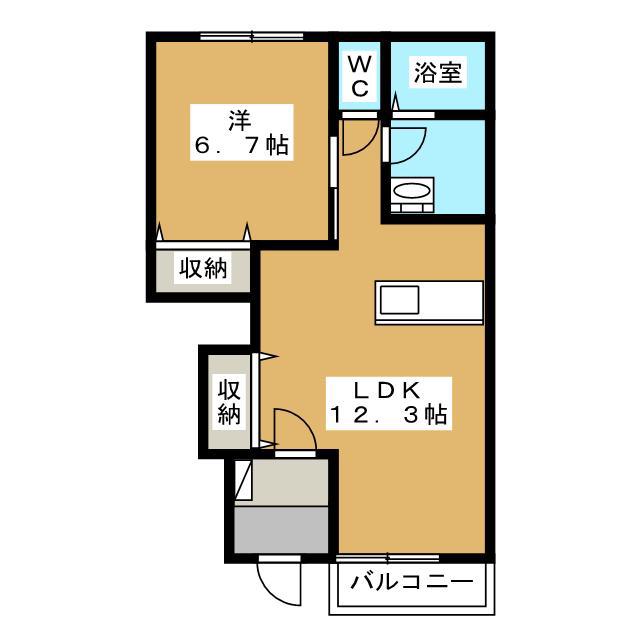 オレンジガーデン(1LDK/1階)の間取り写真