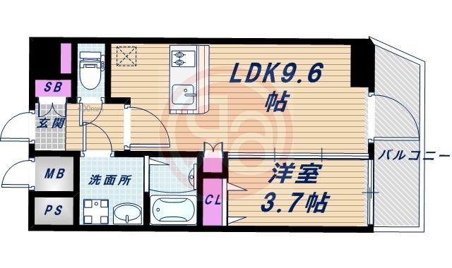 プレサンス天王寺ノースヴィアーレ(1LDK/11階)の間取り写真