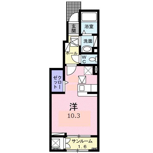 アーバングレイスVI(ワンルーム/1階)の間取り写真