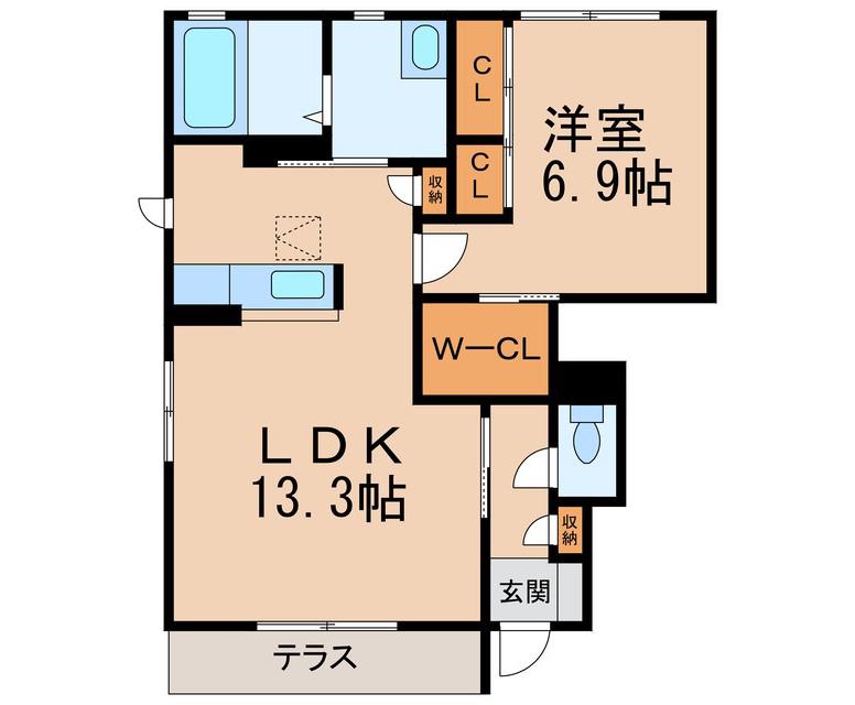 シャーメゾン藤並(1LDK/1階)の間取り写真