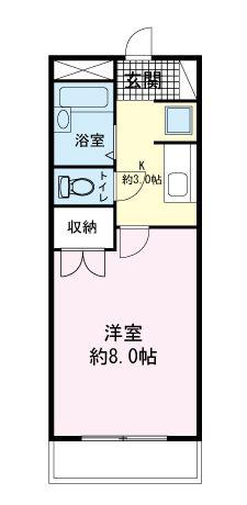 カーサU(1K/3階)の間取り写真