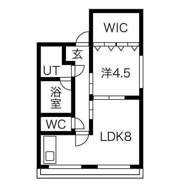 アレーズ岐阜北A棟(1LDK/4階)の間取り写真