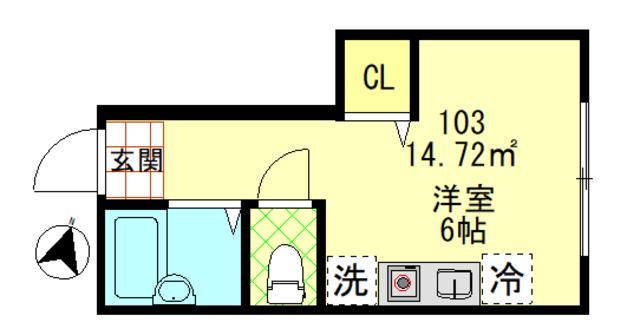WKB KONANDAI(ワンルーム/1階)の間取り写真