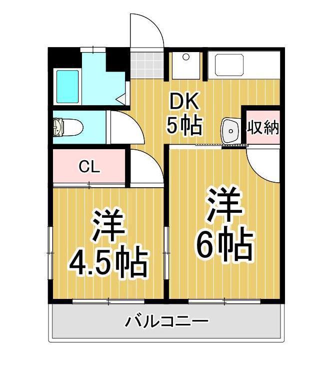 コーポイイダ(2DK/1階)の間取り写真
