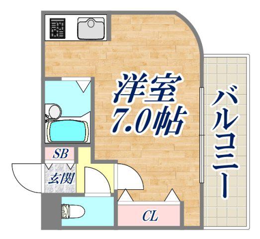 プチシャルマン甲子園(1K/2階)の間取り写真