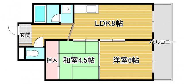 ハイツ鍛治(2LDK/4階)の間取り写真