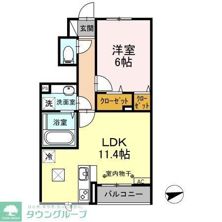 アズーリ(1LDK/1階)の間取り写真