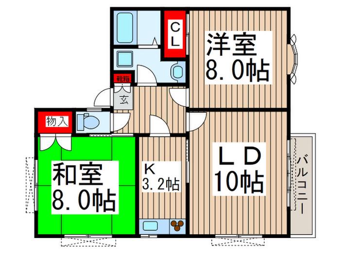 ハイツ欅(2LDK/2階)の間取り写真