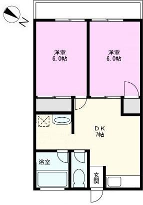 ファストマンション(2DK/3階)の間取り写真