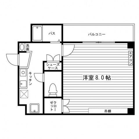 ピープ雀ヶ森(1K/2階)の間取り写真
