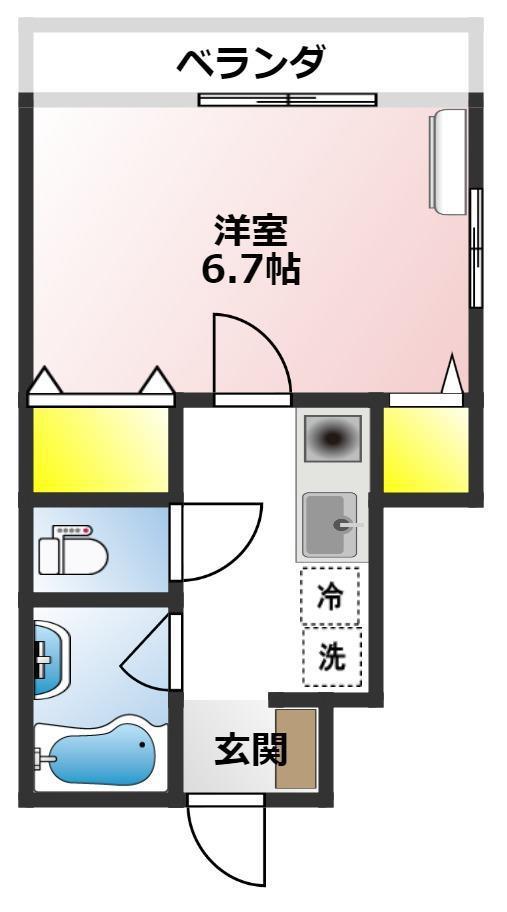 LUCE 古市町(1K/1階)の間取り写真