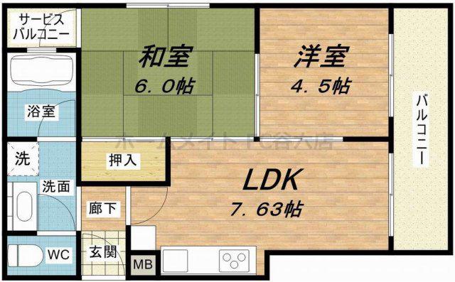 ヴェルビューレ(2LDK/3階)の間取り写真